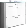 HAUKE HENDRIKS Schuhschrank MELODIE Glas weiß/alufarbig 117 x 97 x 34 cm