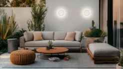 helestra Außenwandleuchte BUD Aluminium Ø 24 cm matt Weiß