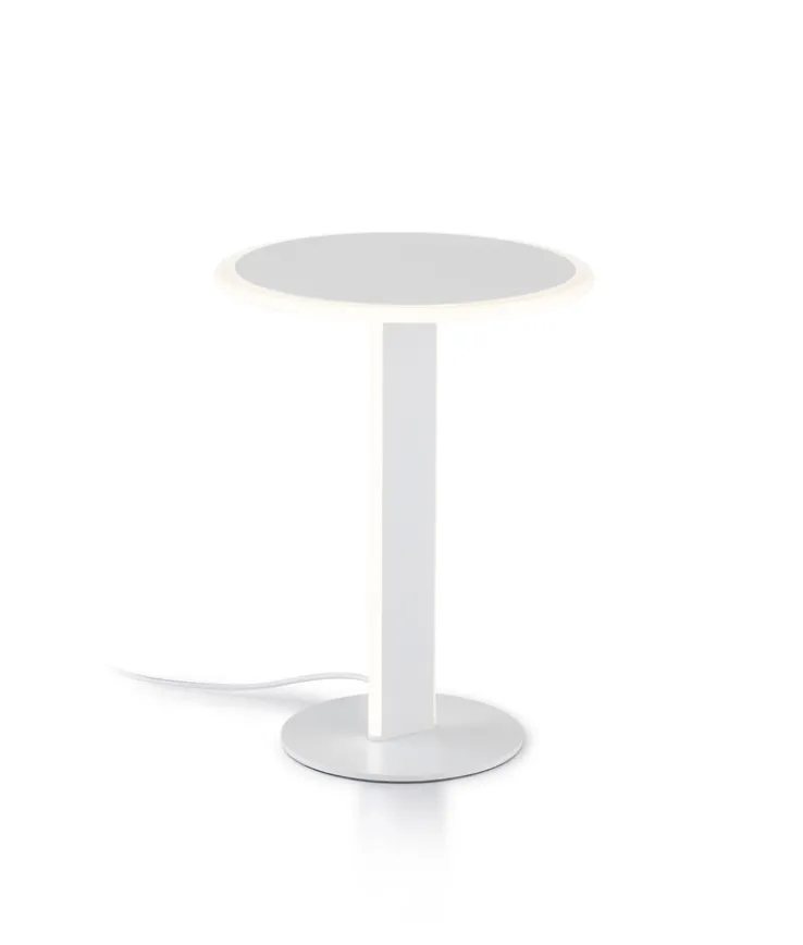 helestra LED Tischlampe VAYA Aluminium/Acryl Ø 23 cm Höhe 30 cm matt Weiß