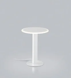 helestra LED Tischlampe VAYA Aluminium/Acryl Ø 23 cm Höhe 30 cm matt Weiß