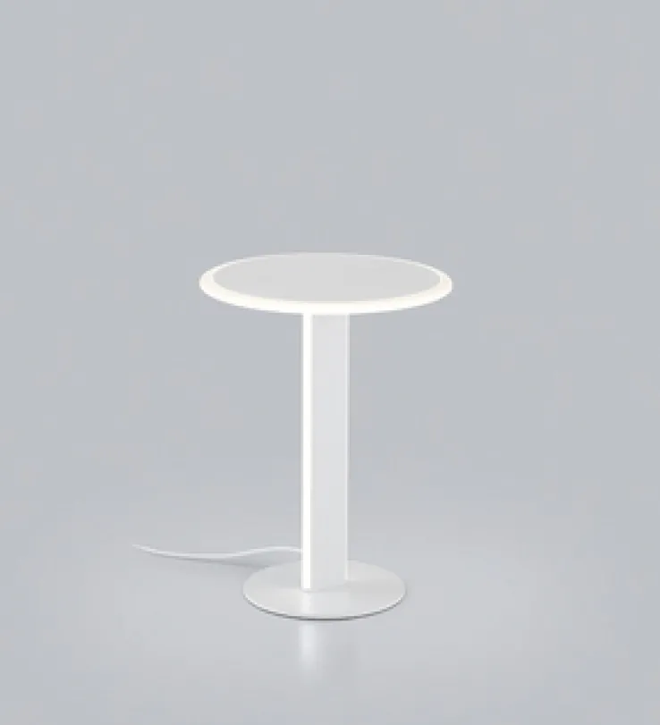 helestra LED Tischlampe VAYA Aluminium/Acryl Ø 23 cm Höhe 30 cm matt Weiß