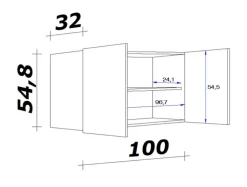 QUARTIER Hängeschrank Magnolia matt/Lancelot Oak ca.100cm