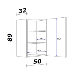 QUARTIER Hängeschrank MEGGIE 50 x 86 x 32 cm weiß
