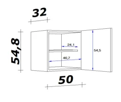 QUARTIER Hängeschrank PETE Grau/Weiß ca. 50 x 54 x 32 cm