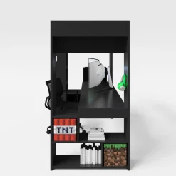 Kinder Hochbett MINECRAFT 90 x 200 cm schwarz/ grau