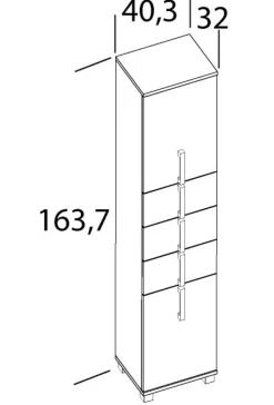 Hochschrank LUCA 40,3 x 163,7 cm weiß/ Eiche Landhaus