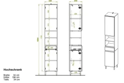 Hochschrank SOPHIE 34x190x34 cm weiß/Grandson-Eiche Nb.