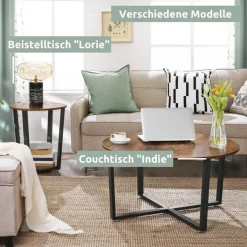 holz4home Beistelltisch 50 x 57 cm Holzdekor Vintagebraun