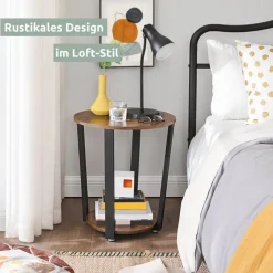 holz4home Beistelltisch 50 x 57 cm Holzdekor Vintagebraun