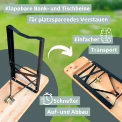 holz4home Bierzeltgarnitur BIERBANK 3-teilig 167 x 50 cm schwarz /naturfarbig