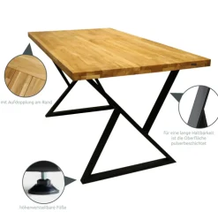 holz4home Esstisch 180 x 100 cm Eiche Massiv/schwarz