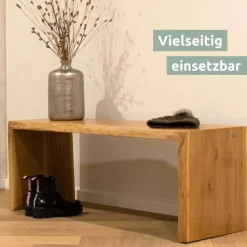 holz4home Massivholzbank 120 x 45 cm Eiche geölt mit Baumkante