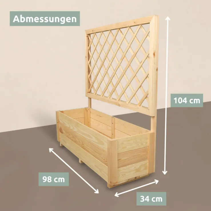 holz4home Pflanzkasten SPALIER 98 x 34 cm Kiefernholz