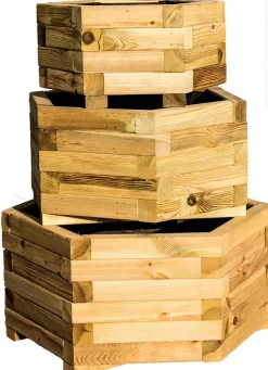 holz4home Pflanzkübel 6-ECK 50 cm Kiefernholz