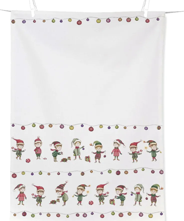 ihr Geschirrtuch ELVES AT WORK Baumwolle 70 x 50 cm Creme