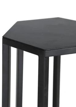 INTERhome Beistelltisch CHUCK 2er-Set Metall pulverbeschichtet 23 x 20 x 60 cm/19 x 16 x 50 cm Schwarz