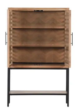 INTERhome Glasschrank SHOWCASE 100 x 160 cm Akazie massiv natur gesmoked lackiert/Glastüren