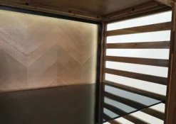 INTERhome Glasschrank SHOWCASE 100 x 160 cm Akazie massiv natur gesmoked lackiert/Glastüren