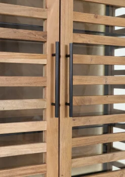 INTERhome Glasschrank SHOWCASE 100 x 160 cm Akazie massiv natur gesmoked lackiert/Glastüren