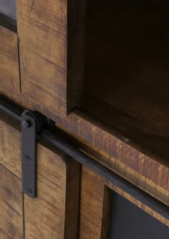 INTERhome Vitrine BARNEY 100 x 190 cm Mango Massivholz/schwarz