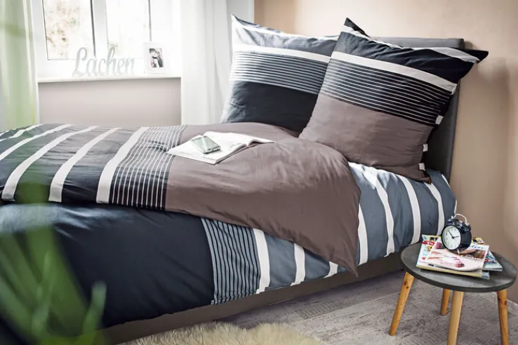 J.D. by janine J. D. JANINE Mako-Satin-Bettwäsche 135 x 200 cm silber/schwarz