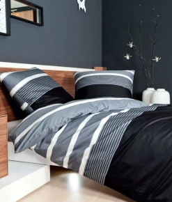 J.D. by janine J. D. JANINE Mako-Satin-Bettwäsche 135 x 200 cm silber/schwarz