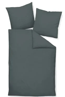 janine Mako-Satin-Bettwäsche COLORS 200 x 200 cm anthrazit