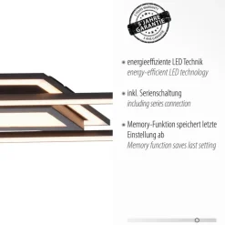 JUST LIGHT LED Deckenlampe ASMIN 17,9 x 100 cm schwarz