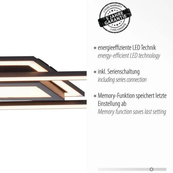 JUST LIGHT LED Deckenlampe ASMIN 17,9 x 100 cm schwarz