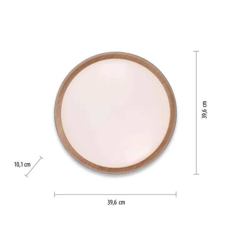 JUST LIGHT LED Deckenlampe EMILIA 40 cm grau /Holzdekor