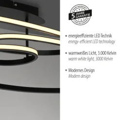 JUST LIGHT LED Deckenlampe LUMACA 81 x 30,5 cm schwarz
