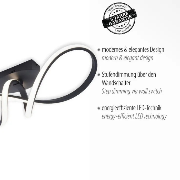 JUST LIGHT LED Deckenlampe MARIA 24,5 x 61 cm schwarz