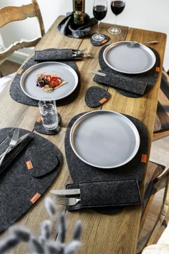 JUSTINUS Tisch-Set LIFESTYLE 12-teilig Filz anthrazit