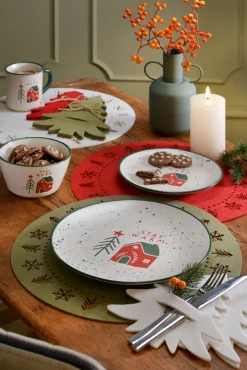 Kaffeebecher MERRY CHRISTMAS Steingut 430ml Weiß/Mehrfarbig