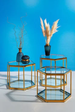 KARE DESIGN Couchtisch COMB 45 cm goldfarbig