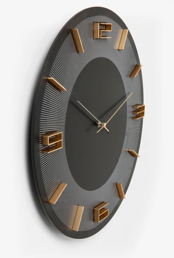 KARE DESIGN Wanduhr LEONARDO Ø 49 cm schwarz/goldfarbig