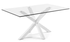 Kave Home Esstisch ARGO 160 x 90 cm weiß /Klarglas