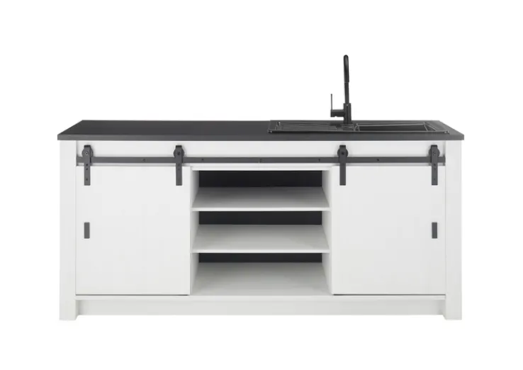 Küche Spültisch SHERWOOD ca. 201 x 93 x 64 cm Pinie Weiss Dekor