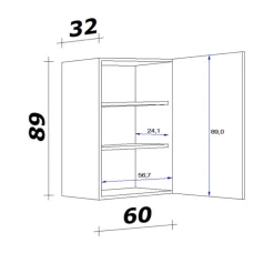 QUARTIER Küchen Hängeschrank AVILA 60 cm Eiche /weiß matt