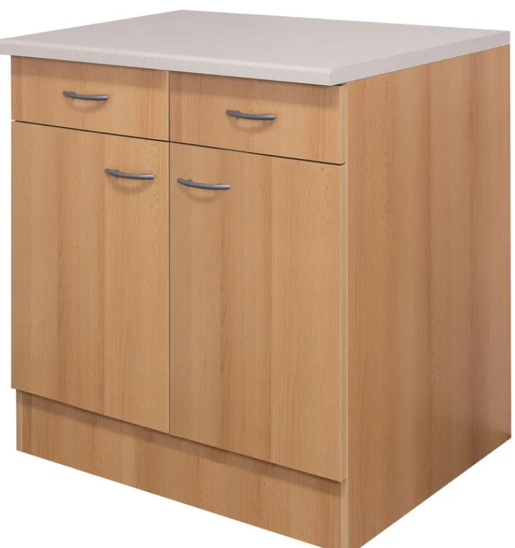 QUARTIER Küchen Unterschrank NANO 80 x 85 cm Buche