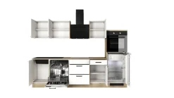 QUARTIER Küchenzeile Heidi Weiß Matt / Cosmopolitan Eiche 280 x 200 x 60 cm