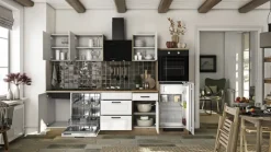 QUARTIER Küchenzeile Heidi Weiß Matt / Cosmopolitan Eiche 280 x 200 x 60 cm