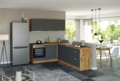 Küchenzeile Kopenhagen Matt-Grau ca. 240/180 x 200 x 60 cm