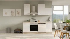 QUARTIER Küchenzeile LUKE Weiß Hochglanz/Sonoma Eiche NB ca. 220x234 x 60 cm