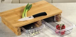 KESPER Schneidebrett mit 2 Auffangschalen Bambus