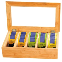 KESPER Tee-Box mit Sichtfenster 5 Fächer Bambus