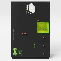 Kinder Kinder-Drehtürenschrank MINECRAFT anthrazit/ grün