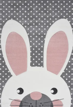 Kinder Kinderteppich PASTEL KIDS HASE 80 x 150 cm grau