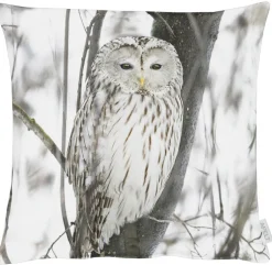 APELT Kissenhülle SCHNEEEULE 46x46cm braun-grau