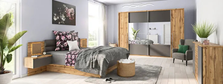 QUARTIER Kleiderschrank FOREST 312 x 225 cm braun / grau